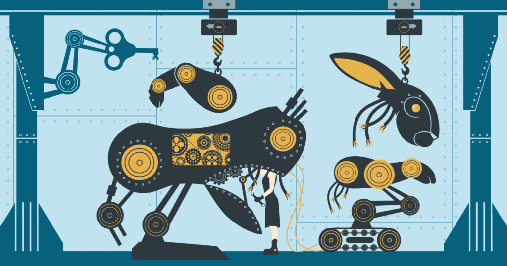 Giant Rabbit bunny being created in the factory