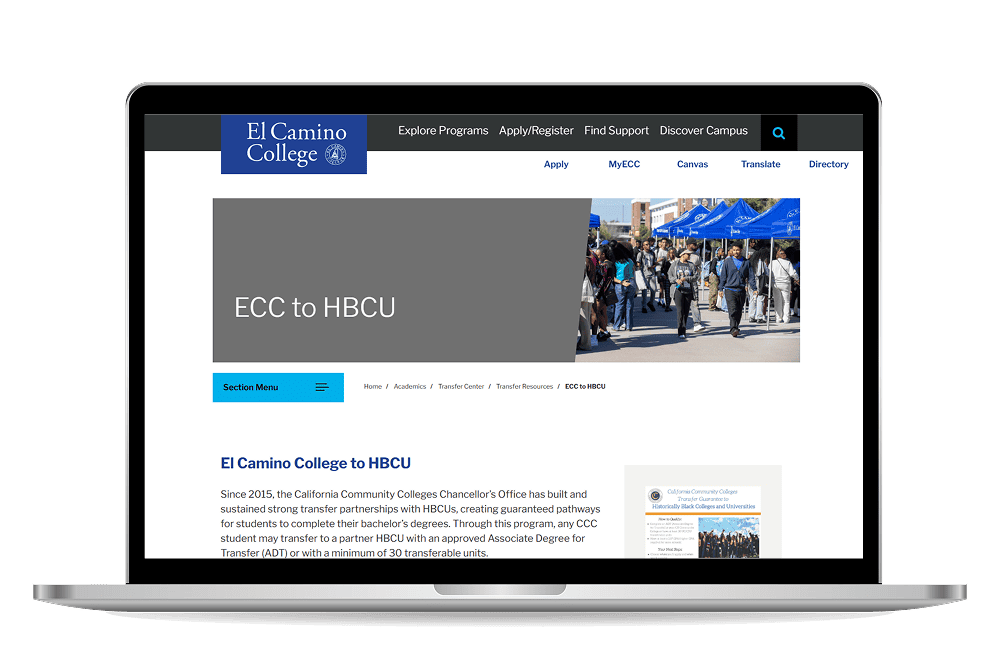 California Community Colleges Transfer Guarantee Pathway to Historically Black Colleges and Universities mockup