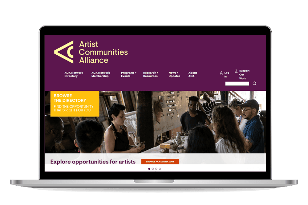 Artist Communities Alliance homepage mockup