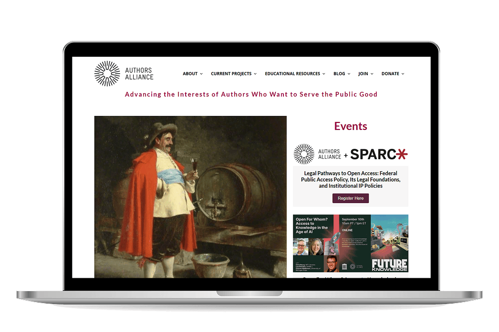 Author's Alliance homepage mockup