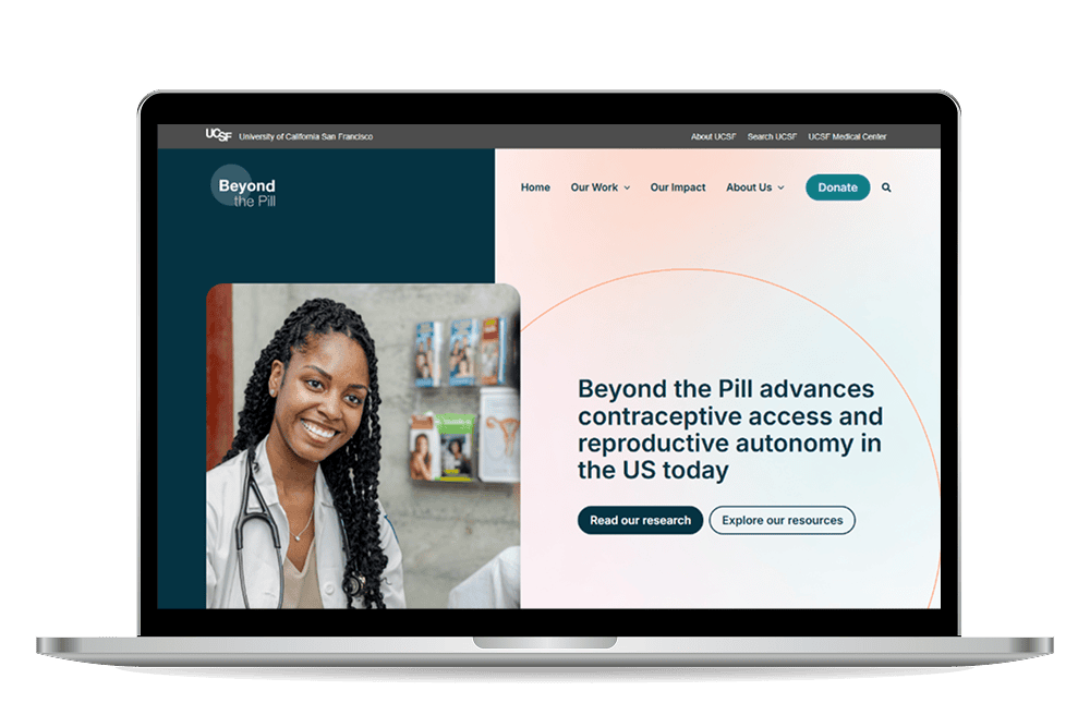 Beyond the Pill homepage mockup