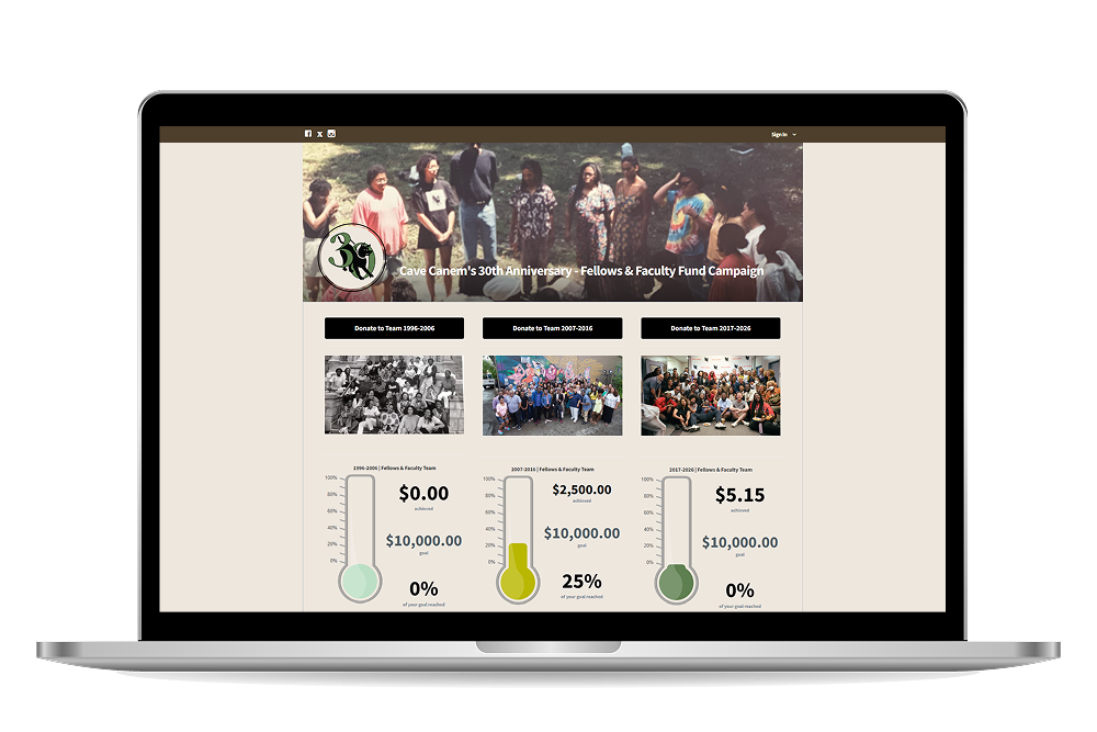 Cave Canem Fundraising Hub mockup