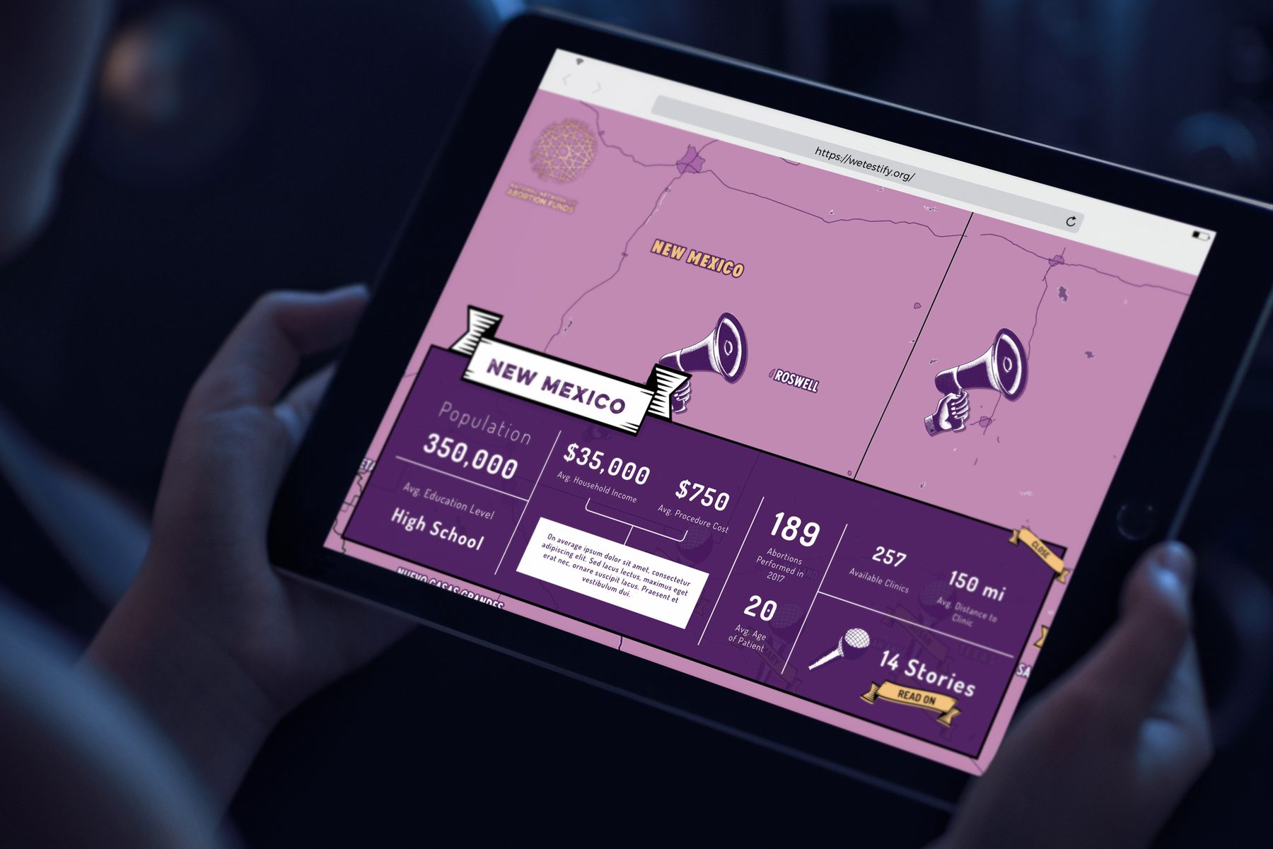 We Testify (National Network of Abortion Funds) map mockup