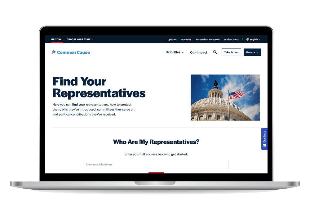 Common Cause Find Your Representative mockup