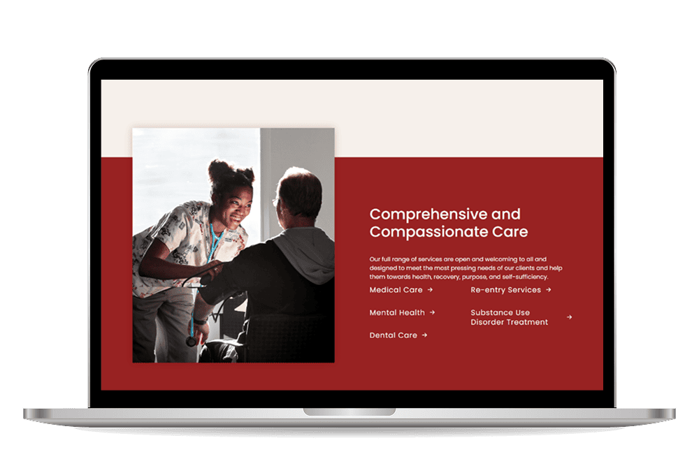 HealthRIGHT 360 homepage mockup