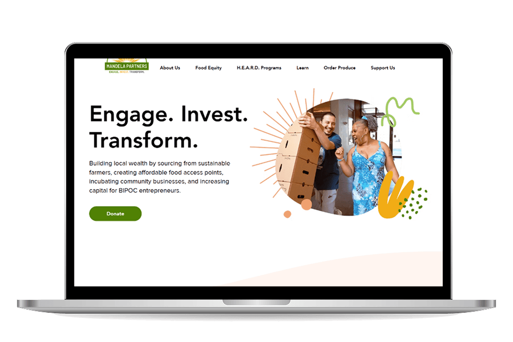 Mandela Partners homepage mockup
