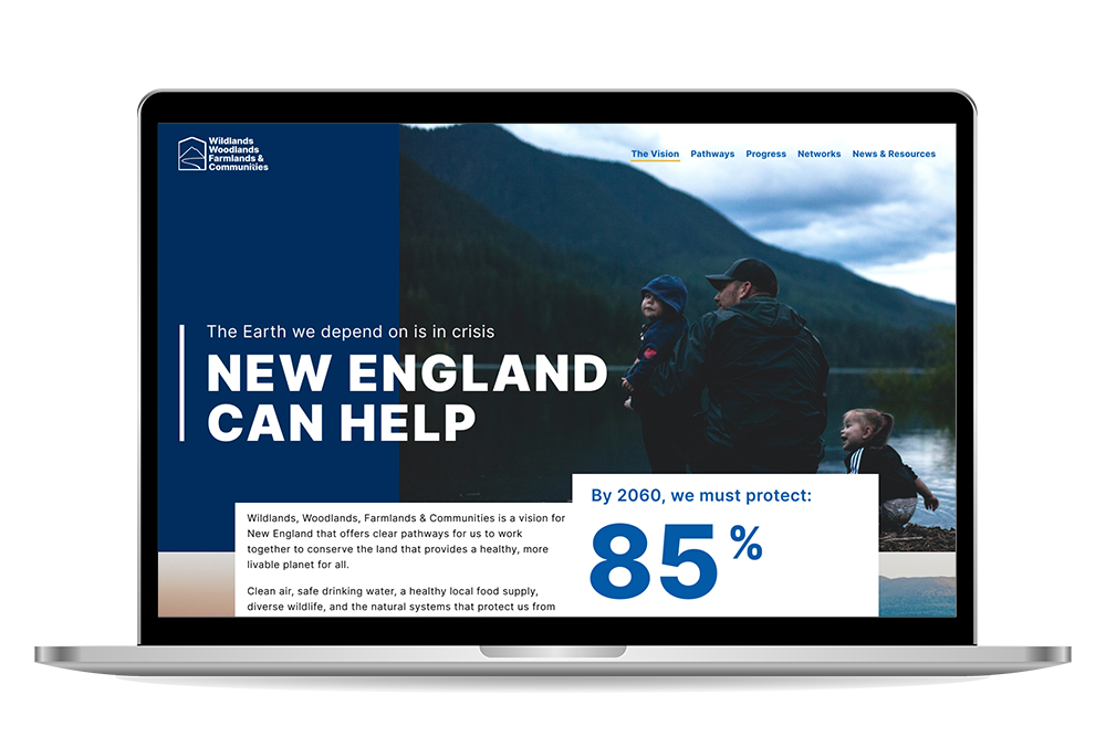 Wildlands, Woodlands, Farmlands, and Communities site mockup