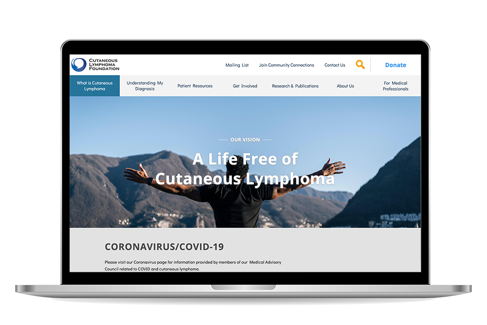 Cutaneous Lymphoma Foundation homepage mockup
