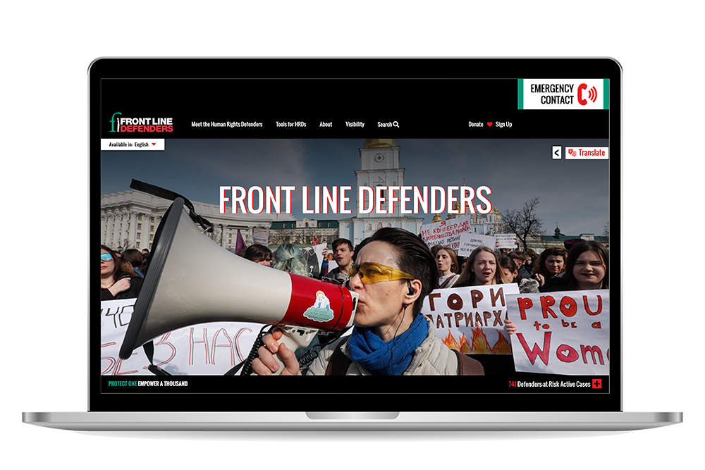 Front Line Defenders homepage mockup