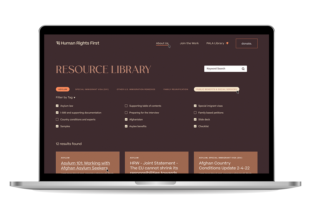 Human Rights First resource library mockup