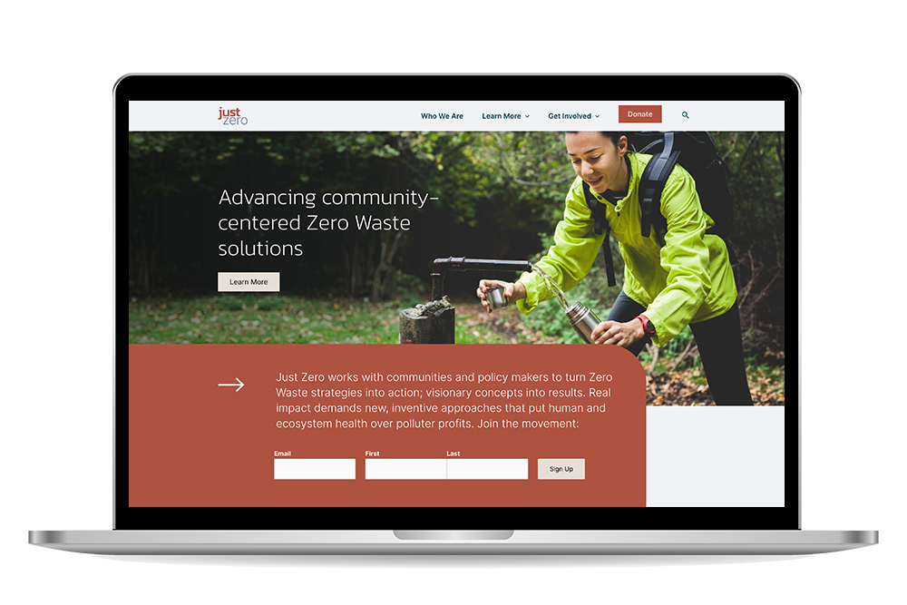 Just Zero site mockup