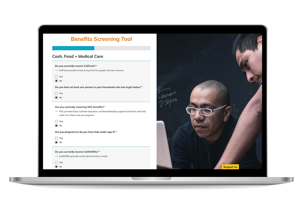 Legal Link Benefits Screening Tool site mockup