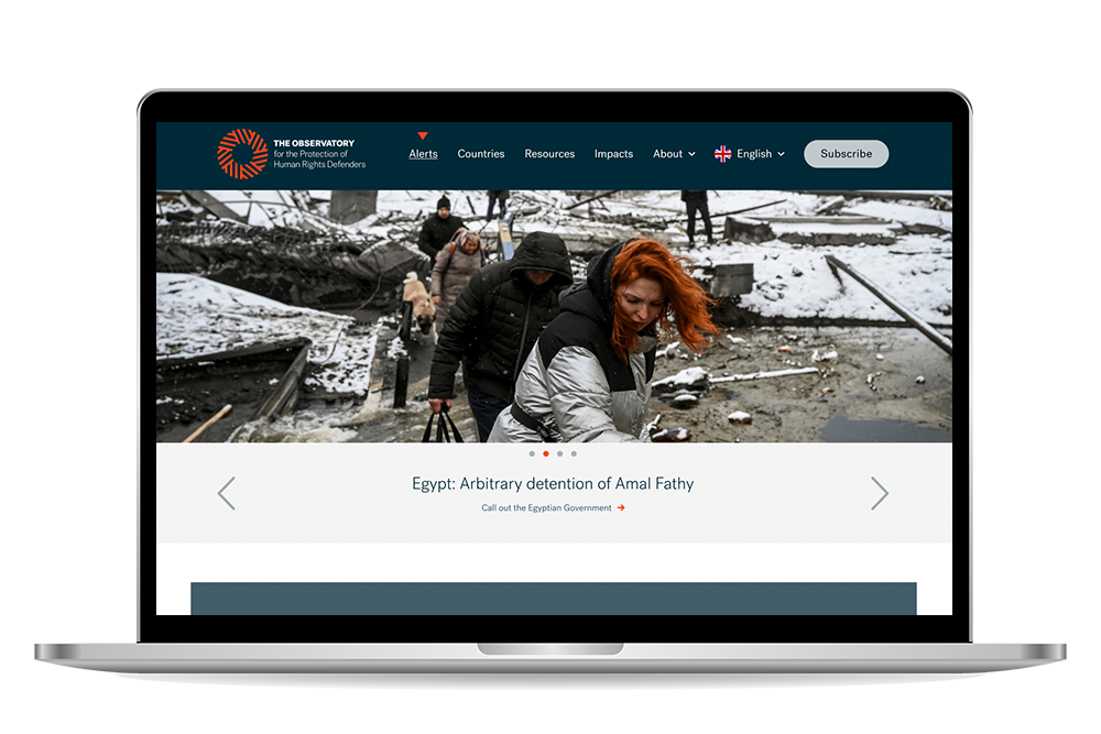 Observatory for the Protection of Human Rights Defenders site mockup