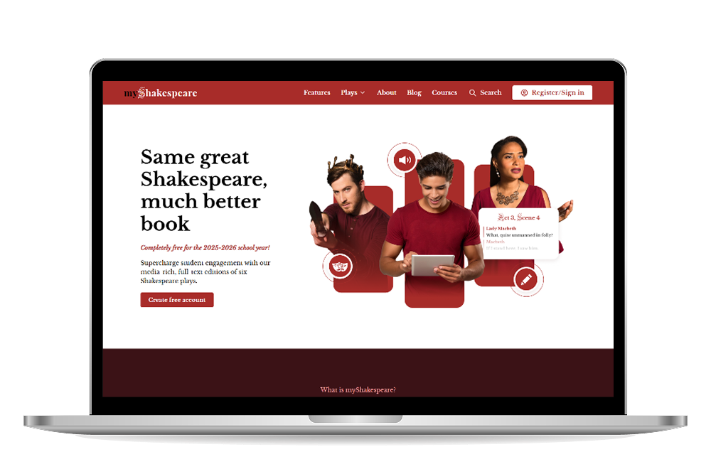 myShakespeare homepage mockup