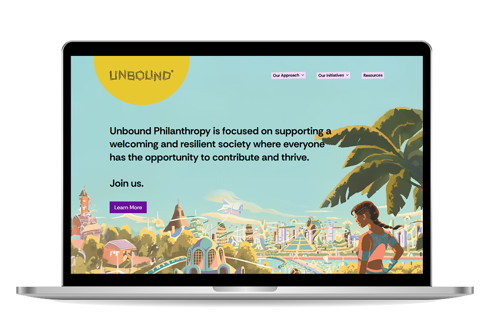 Unbound Philanthropy homepage mockup