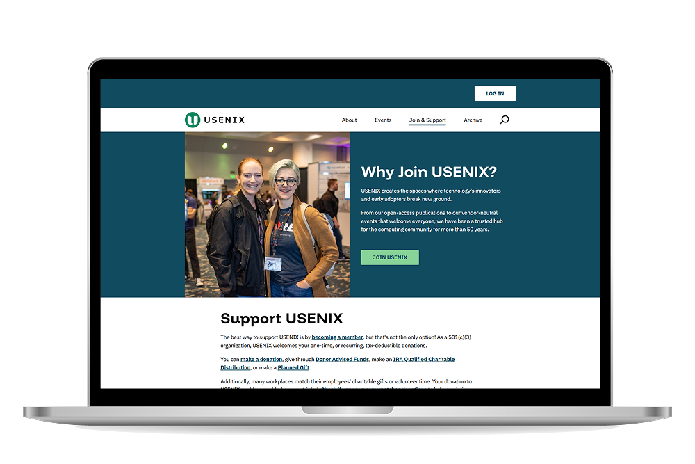 Usenix membership join page mockup